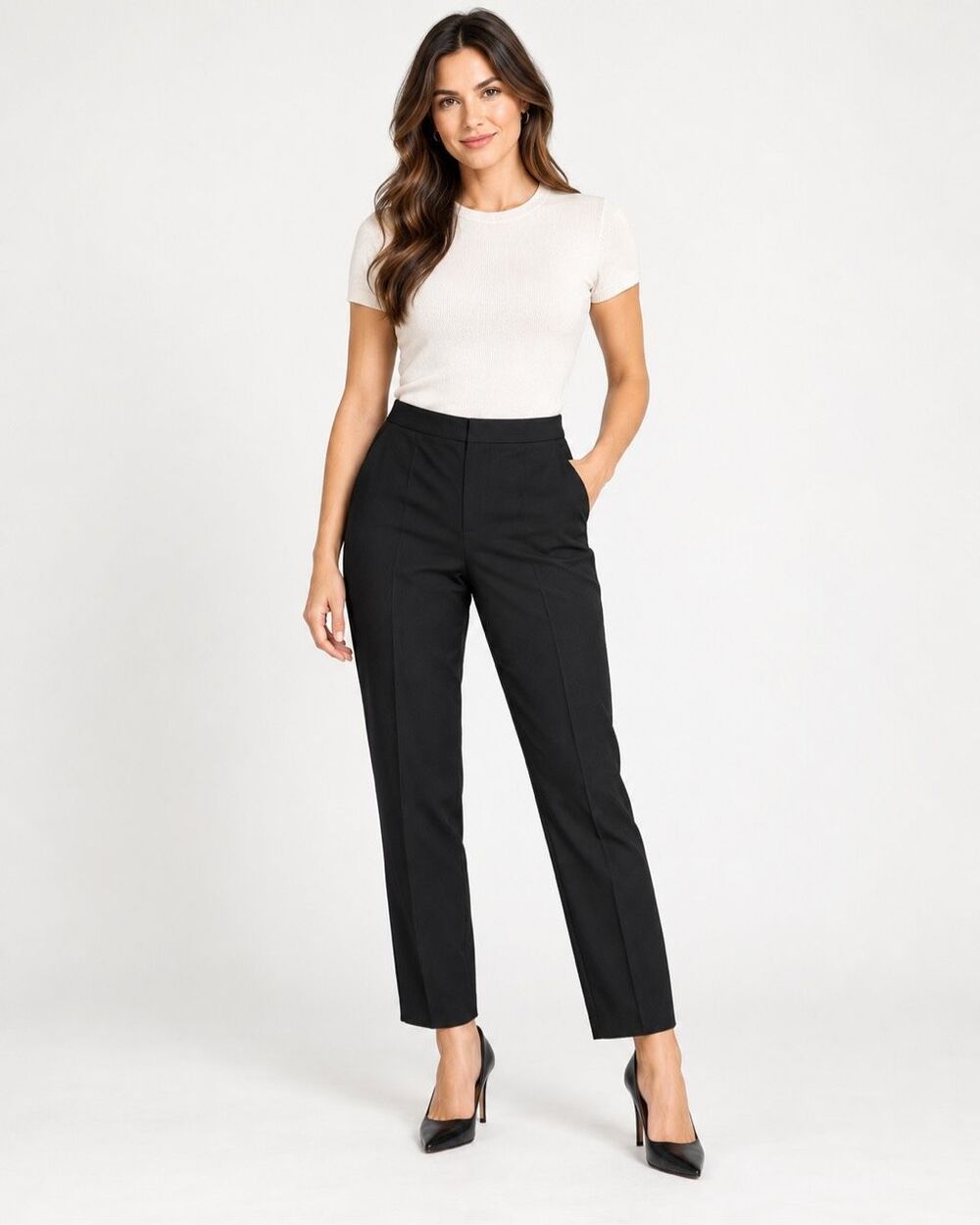 Piazza Sempione Black Wool Tailored Straight Leg Dress Pants IT 48 NWT